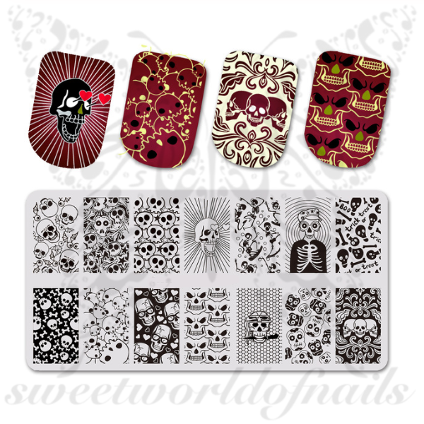 Halloween Nails Stamping Plate Skulls Skeleton