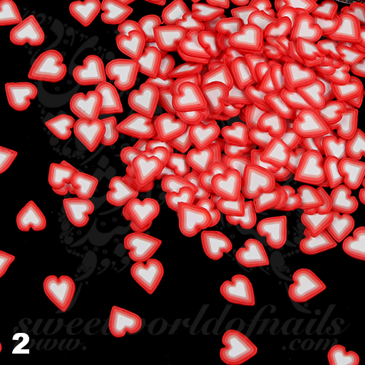 Valentine Heart Slices polymer clay cane Fimo slices Nail Art