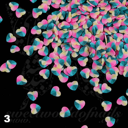Valentine Heart Slices polymer clay cane Fimo slices Nail Art