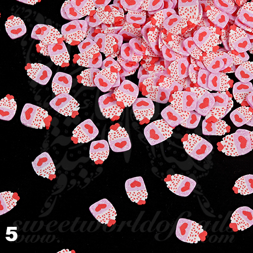 Valentine Heart Slices polymer clay cane Fimo slices Nail Art