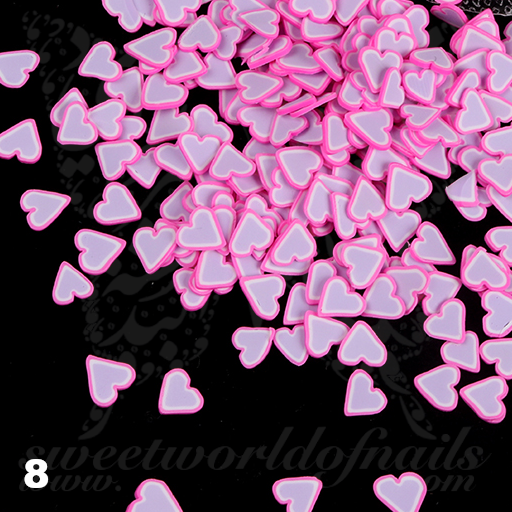 Valentine Heart Slices polymer clay cane Fimo slices Nail Art