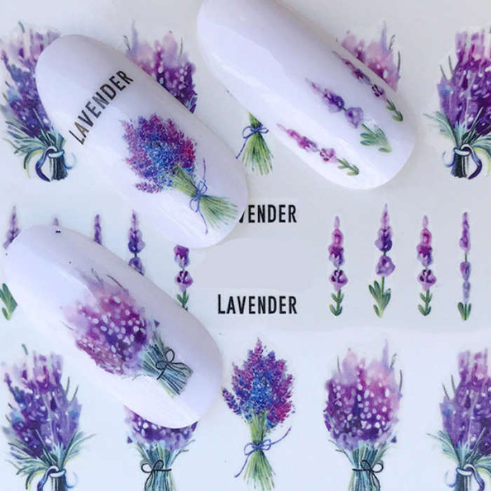 lavender flower nail art Spring Nails Lavender Nail Water Decals