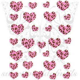 Leopard Pink Hearts Nail Water Decals Water Slides