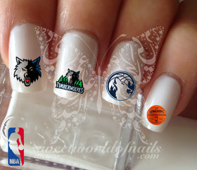 Minnesota Timberwolves NBA Basketball Nail Art Water Decals Nail Transfers Wraps