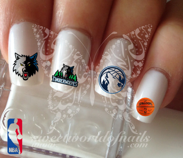 Minnesota Timberwolves NBA Basketball Nail Art Water Decals Nail Transfers Wraps