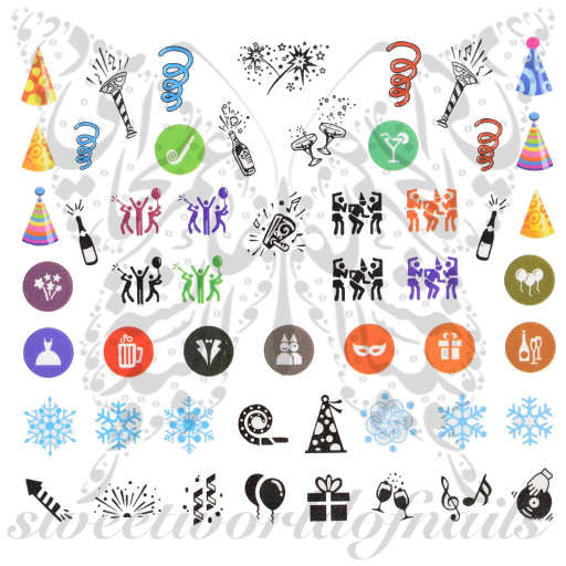 New Year's Eve Nail Art Nail Water Decals