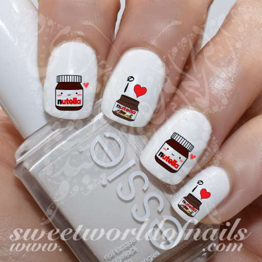 Nutella Nail Art I love Nutella Chocolate Water Decals Slides