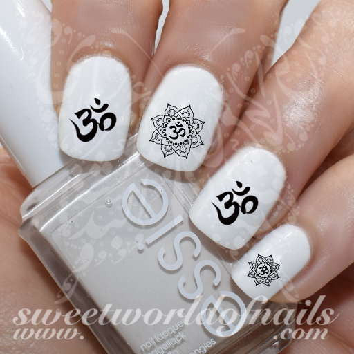 OM Sign Lotus Flower Nail water decals transfers wraps