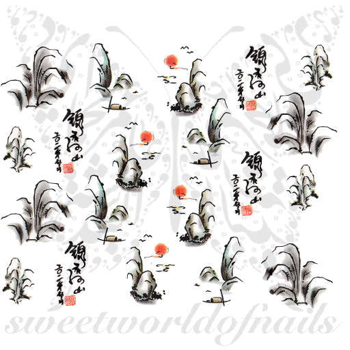 Oriental Landscape Nail Art Nail Water Decals Water Slides