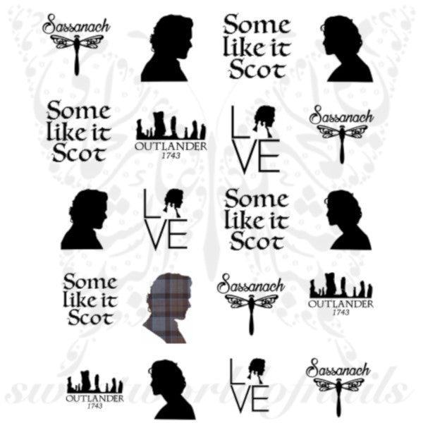 Outlander Nails Jamie Fraser Sassanach Water Decals