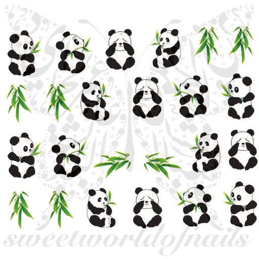 Panda Nail Art Bamboo Leaves Nail Water Decals Slides
