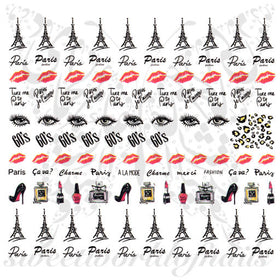 Paris Nails Eiffel Tower perfume Nail Water Decals