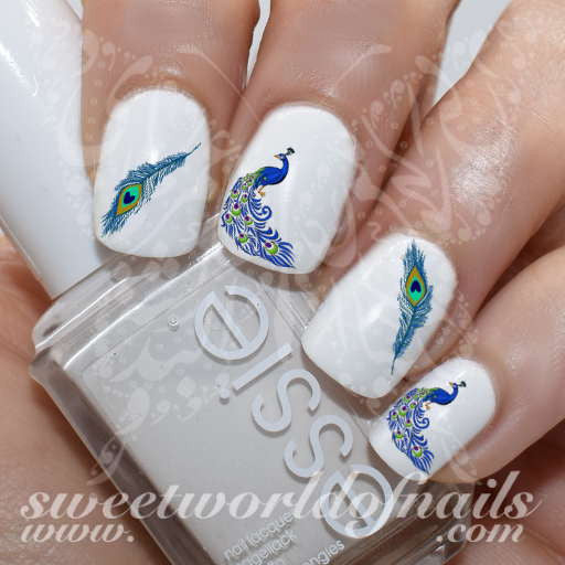 Peacock Nail Art Feathers Nail Water Decals Water Slides
