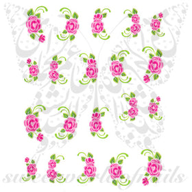 Pink Flowers Nail Art Water Decals