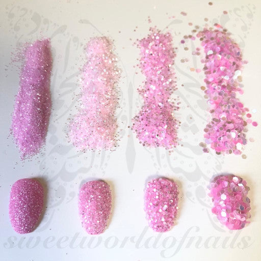Pink Hexagon Nail Art Glitter Dust Powder Decoration