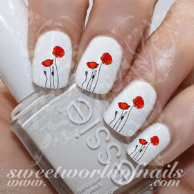 Poppy Flower Nail Water Decals Water Slides