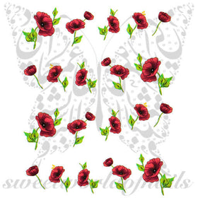 Poppy Flower Nail Art Nail Water Decals Slides