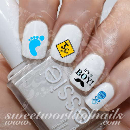 Pregnancy Nail Art Baby Gender Reveal Baby Shower Nail Water Decals Its a Boy Water Slides