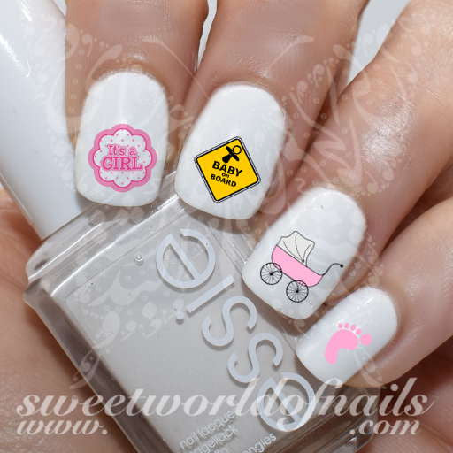 Pregnancy Nail Art Baby Gender Reveal Baby Shower Nail Water Decals Its a Girl Water Slides