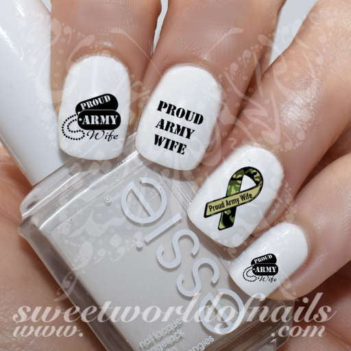 Proud Army Wife Nail Water Decals Transfers Wraps