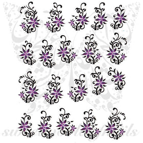 Purple Flower Nail Art Water Decals