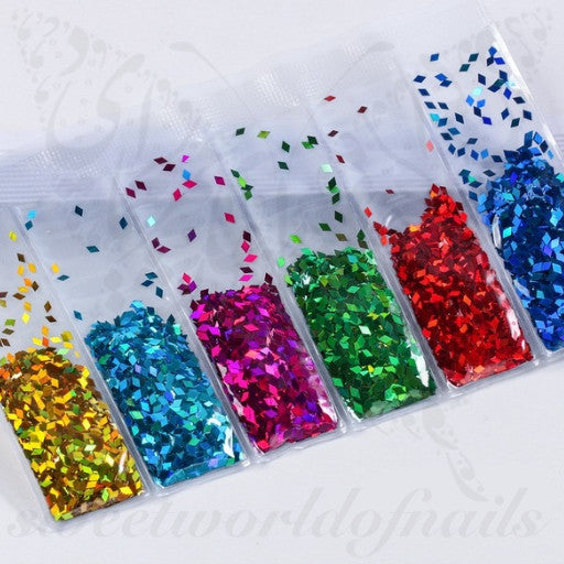 6 colors in one bag Rhombus Nail Glitter