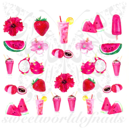 Summer Nail Art Drinks Nail Water Decals