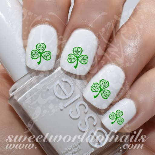 Saint Patrick's Day Nail Art Shamrock Clover Nail Water Decals Water Slides