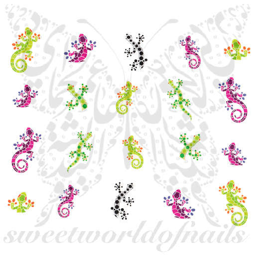 colorful Salamander Nail Art Nail Water Decals Transfers Wraps