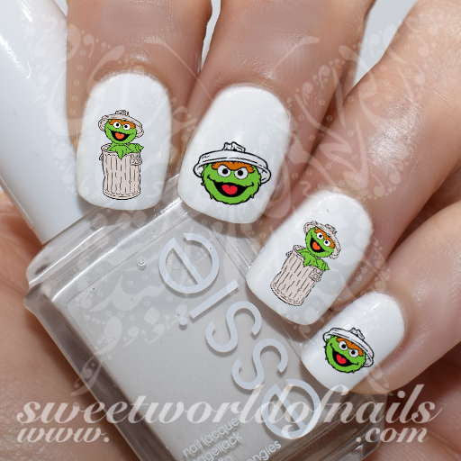 Oscar the grouch sesame street Nail art Water Decals Transfers