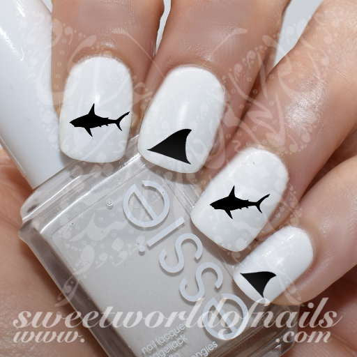 Shark Nail Art Nail Water Decals Transfers Wraps