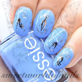 Silver Cat Nail Art Nail Water Decals 
