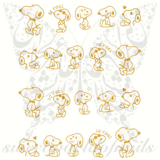 Gold Snoopy Nail Art Water Decals