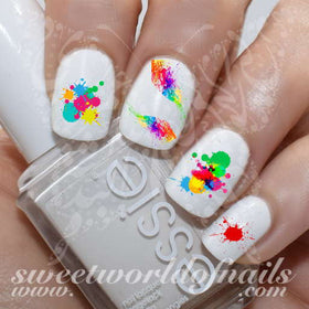 Splash of Paint Nail Art Colorful Nail Water Decals Transfers Wraps