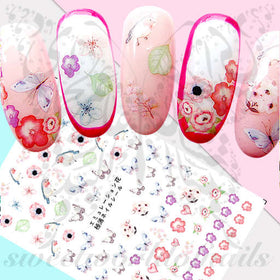 Spring Nail Art Flowers and Butterflies Nail Stickers