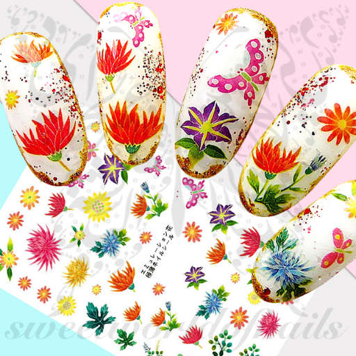 Spring Summer Flowers Nail Art Stickers