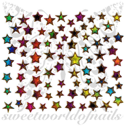 Star Nail Art Colorful Gold Nail Stickers