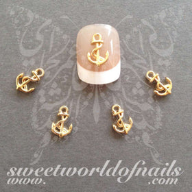 Summer Nail Art 3D Metal Gold Anchor Charms Nail Decoration