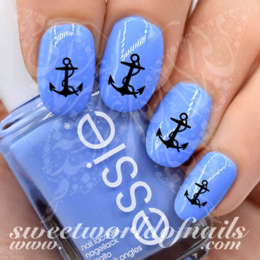 Summer Nail Art Black Anchor Nail Water Decals Transfers Wraps