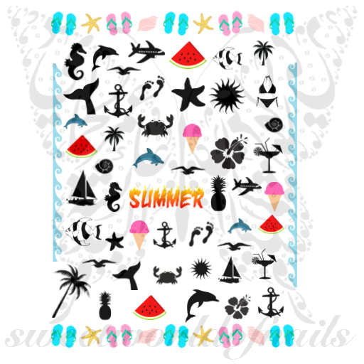 Summer Nail Art Summer Collection Nail Water Decals Transfers Wraps