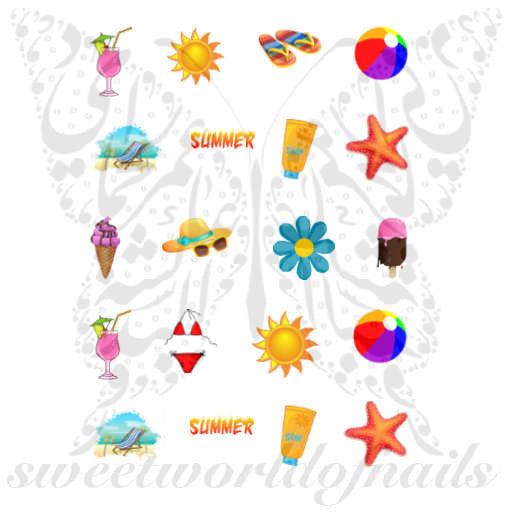 Summer Nail Art Collection Beach Nail Water Decals Water Slides