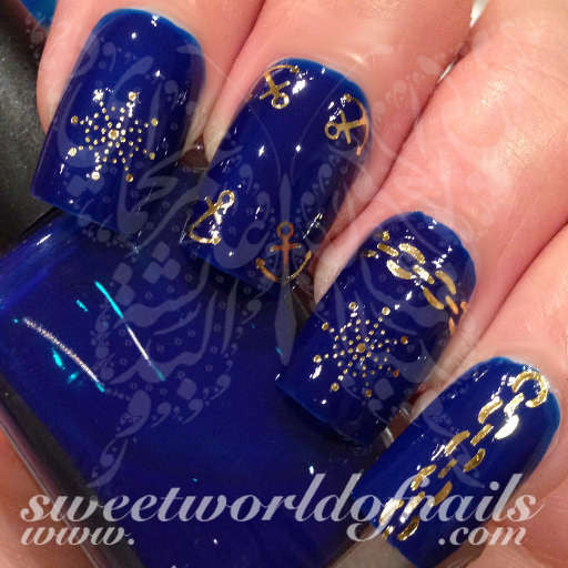 Summer Nail Art Gold Anchor Nail Water Decals Water Slides