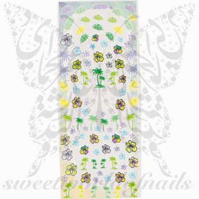 Summer Nail Art Palm Trees Flowers Water Decals Wraps