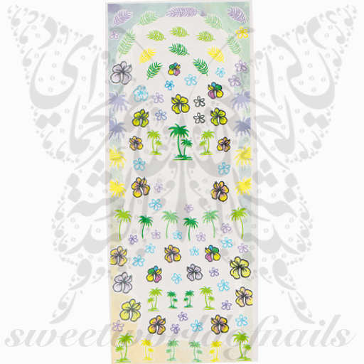 Summer Nail Art Palm Trees Flowers Water Decals Wraps