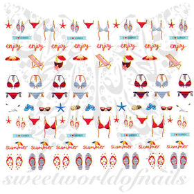Summer Nails Bikini Water Decals