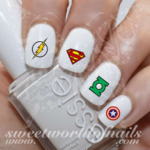 Superhero Nail Art Logos Comic Books Nail Water Decals Wraps