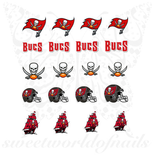 Tampa Bay Buccaneers Nails NFL Football Water Decals