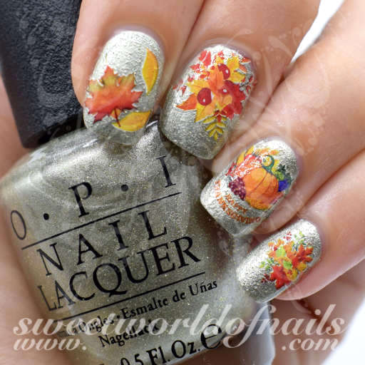 Thanksgiving Nail Art Autumn Leaves Nail Water Slides