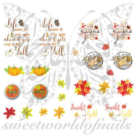 Thanksgiving Nail Art Running Turkey Nail Water Decals