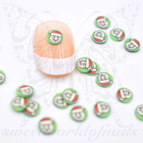 Tiny Christmas Santa polymer clay cane Fimo slices Nail Art